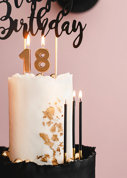 Lumanari tort Negre inalte (12 buc) 14cm PartyDeco