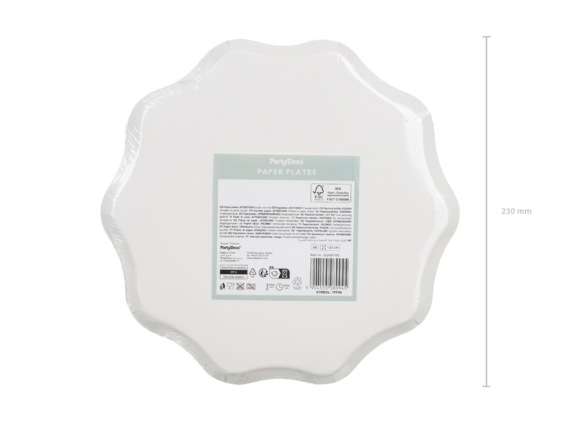 Farfurii din hartie (6 buc) carouri verzi cu margine aurie, 23 cm