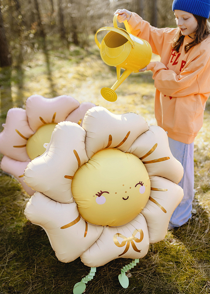 Balon Floare, PartyDeco, Folie, 80x80cm, Bej