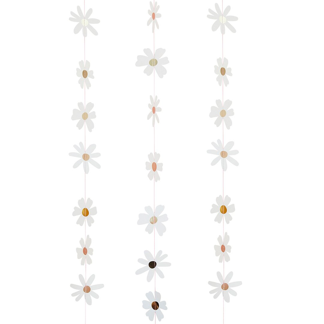Decoratiune suspendata din hartie cu margarete albe 5m