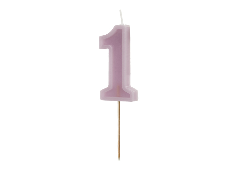 Lumanare pentru tort cifra 1 mov pastel