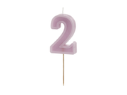 Lumanare pentru tort cifra 2 mov pastel