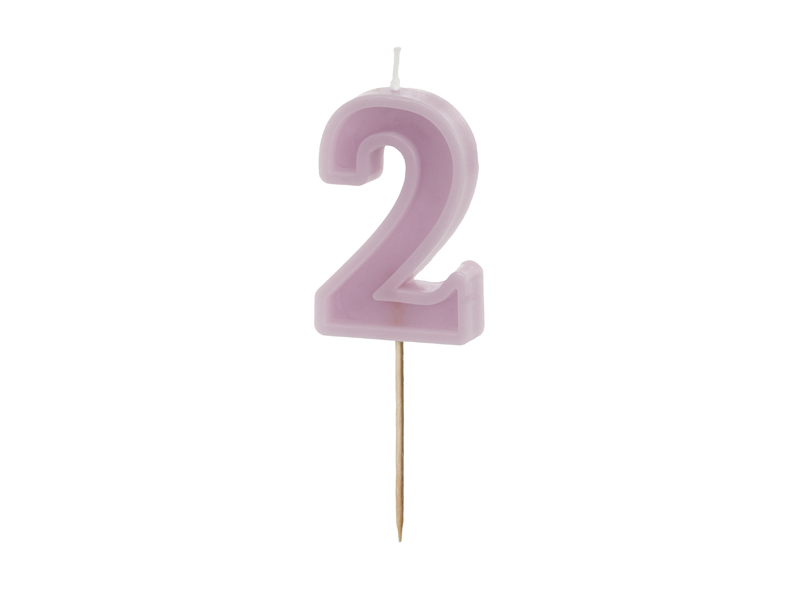 Lumanare pentru tort cifra 2 mov pastel