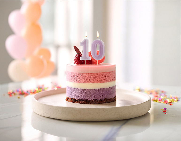 Lumanare pentru tort cifra 0 mov pastel