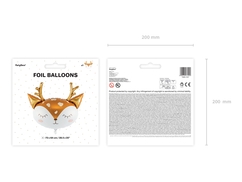 Balon Folie Figurina Cap Caprioara, 73x64cm, FB101