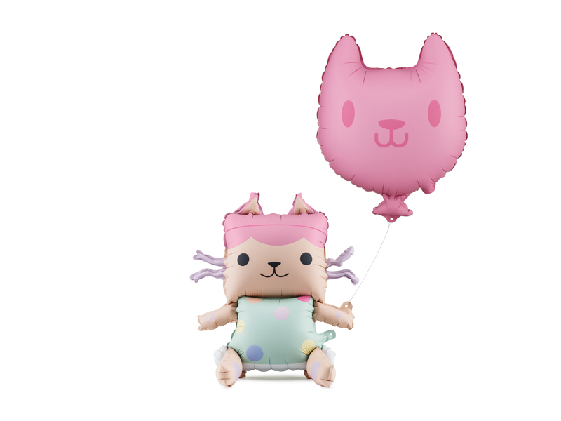 Balon Baby Box si Balon Pisica Roz (43x46 cm si 35x37 cm)