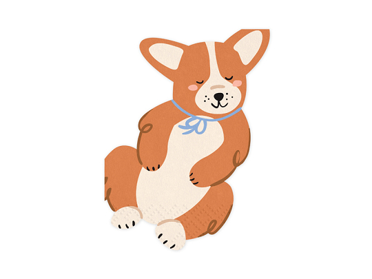 Set 12 servetele Corgi, 11x15 cm, Petrecere catelusilor