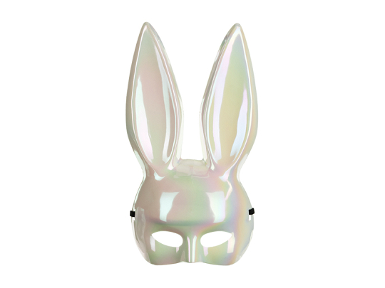 Masca iepuras Halloween (1 buc), 16.5x34 cm, alb iridescent