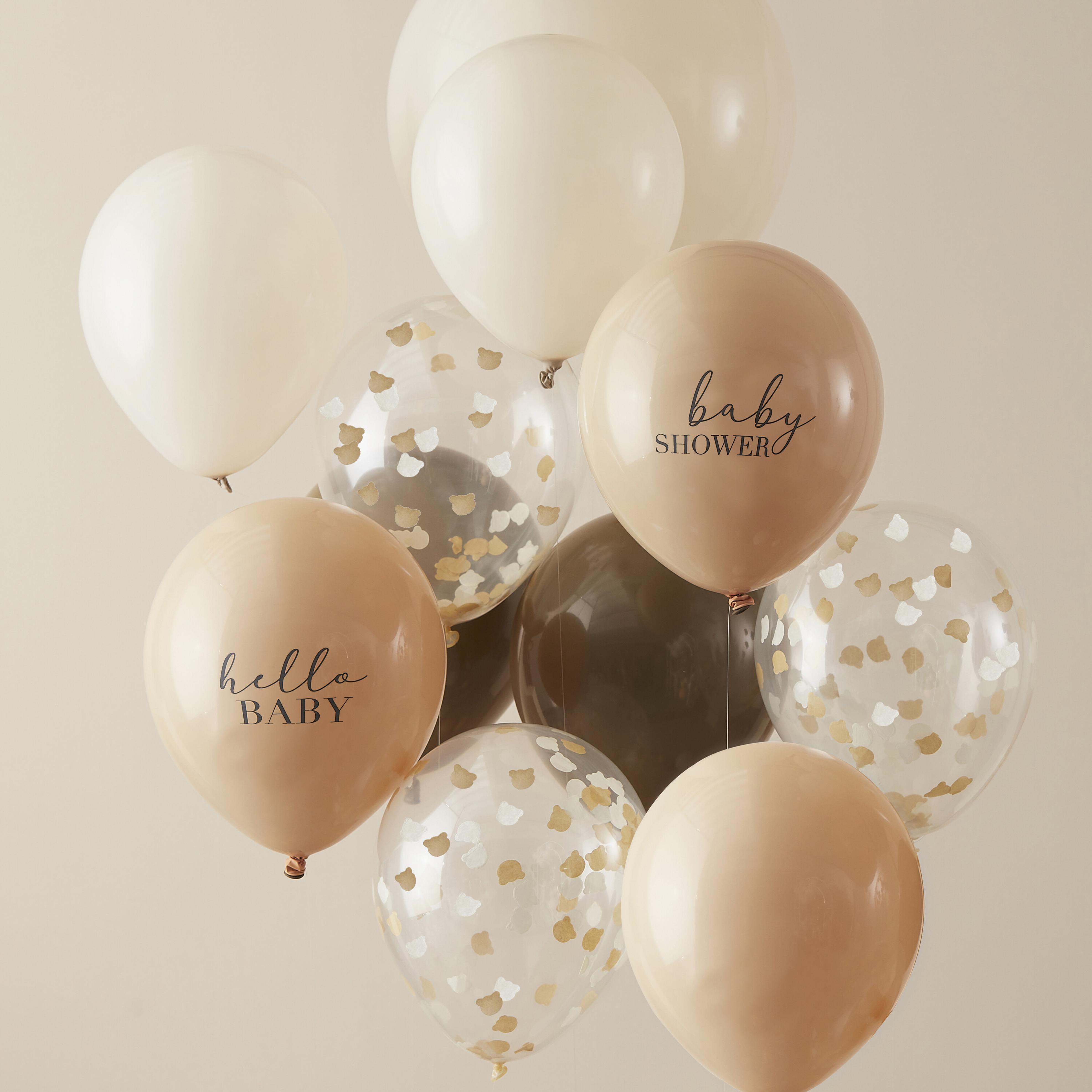 Set 11 Baloane pentru Baby Shower - Tonuri Neutre Bej si maro