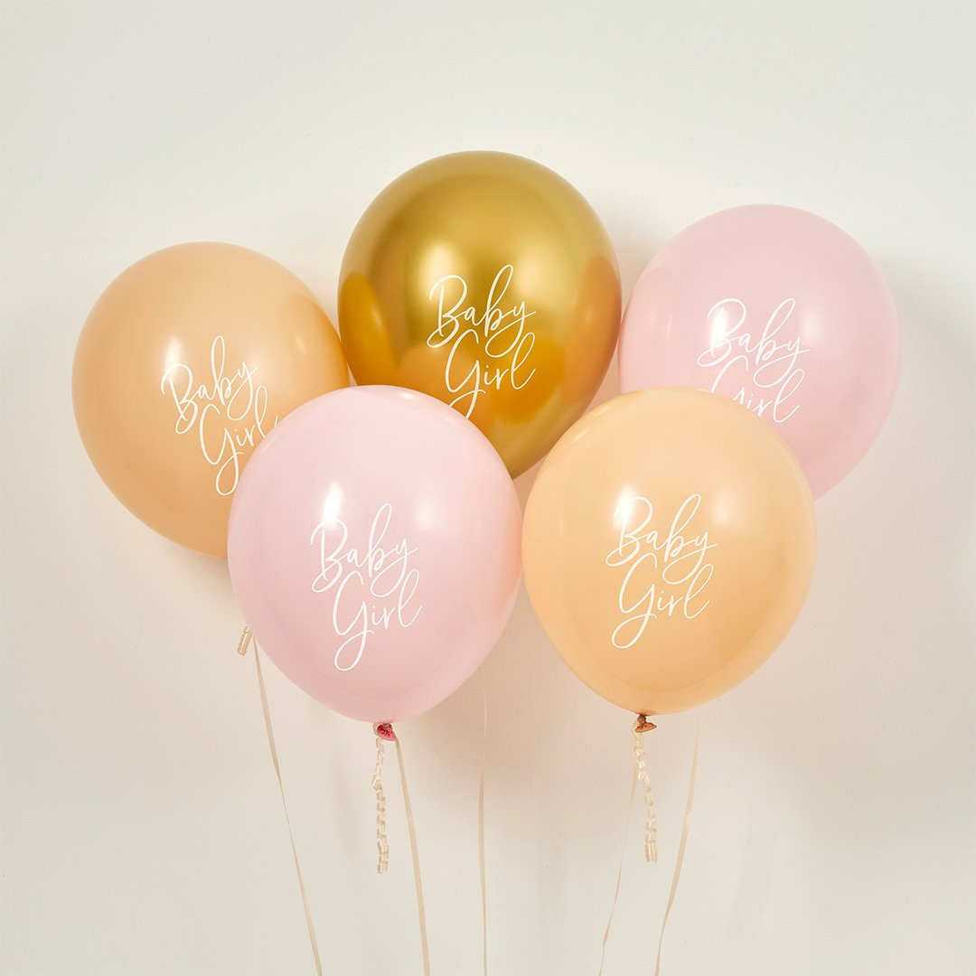 Set 5 baloane „Baby Girl” (30 cm), Multicolor