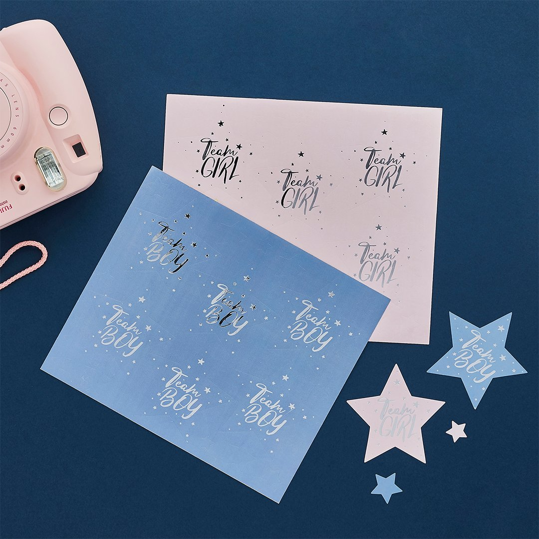 Set de 24 Stickere Team Boy & Team Girl, Gender Reveal