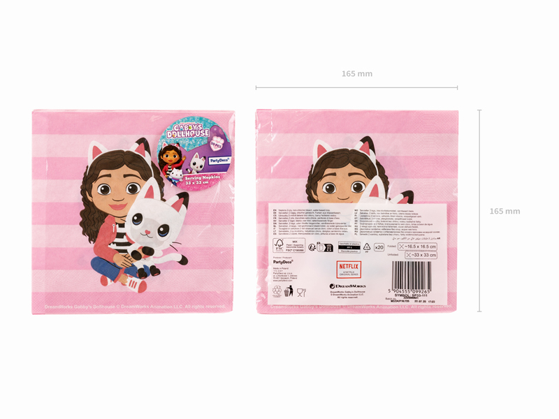 Servetele Gabby’s Dollhouse, 16.5cm, roz (20 buc.)