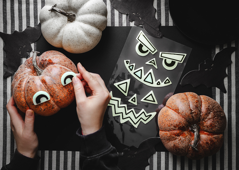 Autocolante gel Dovleac de hallooween (2 buc), fosforescente