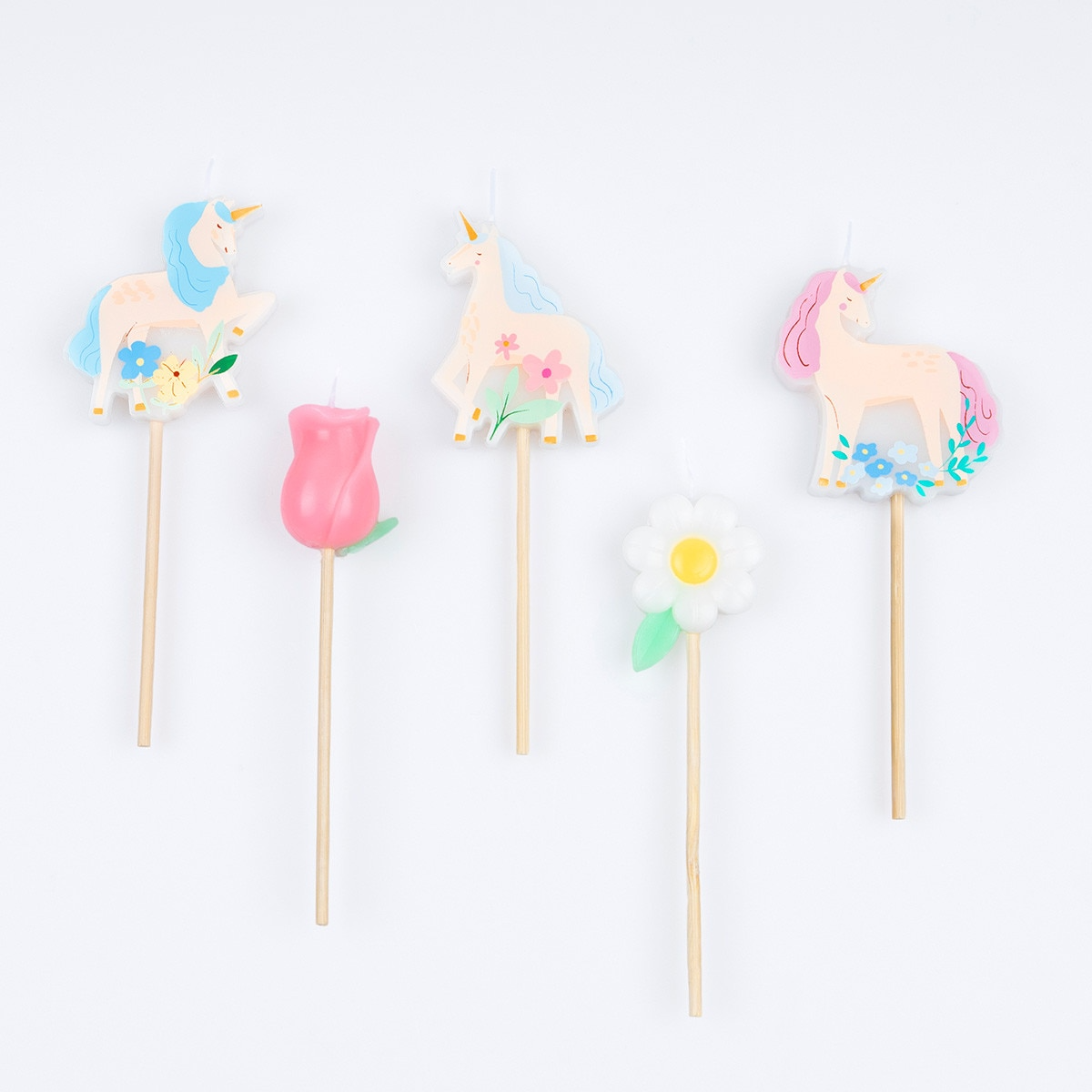 Lumanari Unicorn si flori (5 buc) Meri Meri