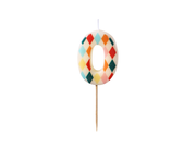 Lumanare de Aniversare Cifra 0 cu Model Romb, 5.5 cm, Mix de Culori